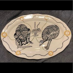 One of a Kind Vintage Australian Aboriginal Style Artwork Serving Platter